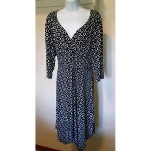 Studio 1940 Black And White Dress‎ Size 18-20 Teacher 0's Math Wrap Top Belt